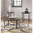 Ashley Furniture Ferlin 3 Piece Round Coffee Table Set in Dark Brown