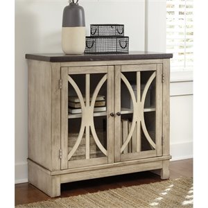 Ashley Furniture Accent Chests Ashley Vennilux Door Accent Chest With Gl Insert In Bisque