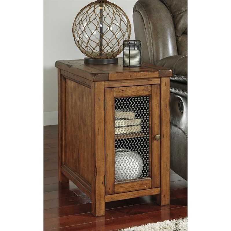 Ashley Furniture Tamonie Chair Side End Table With Mesh Door In