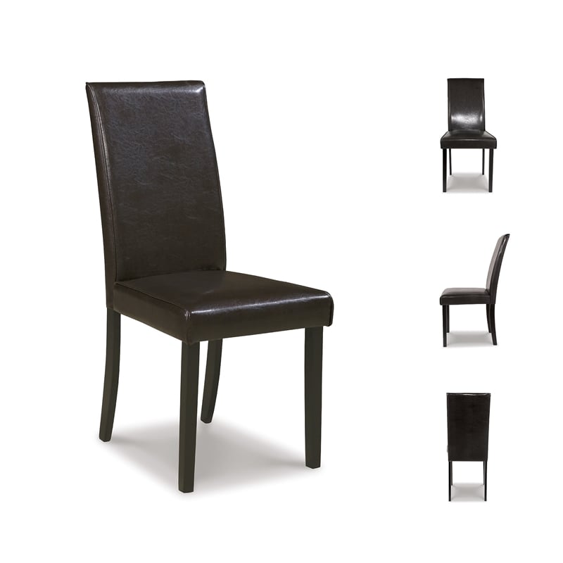 Ashley Kimonte Faux Leather Dining Side Chair in Brown Mahogany