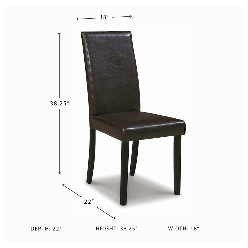 Ashley Kimonte Faux Leather Dining Side Chair in Brown Mahogany