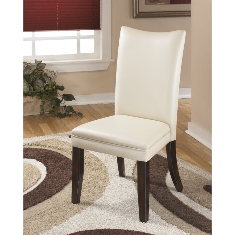 Ashley Charrell Faux Leather Dining Side Chair In Ivory D357 02 Ashley Charrell Faux Leather Dining Side Chair In Ivory