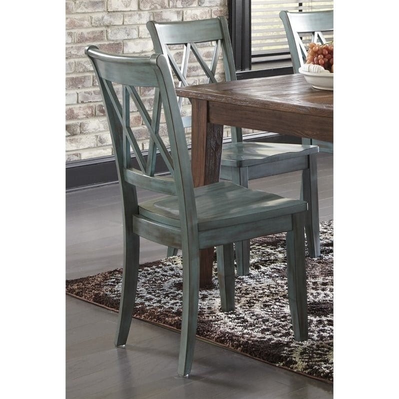 Ashley Mestler Dining Chair in Antique Blue and Green D540101