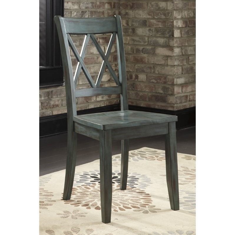 Ashley Furniture Mestler Dining Chair In Antique Blue And Green