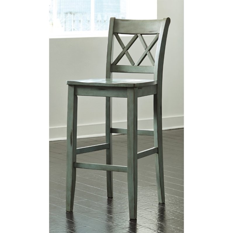 Ashley Furniture Mestler 30" Bar Stool in Antique Blue and Green D540130