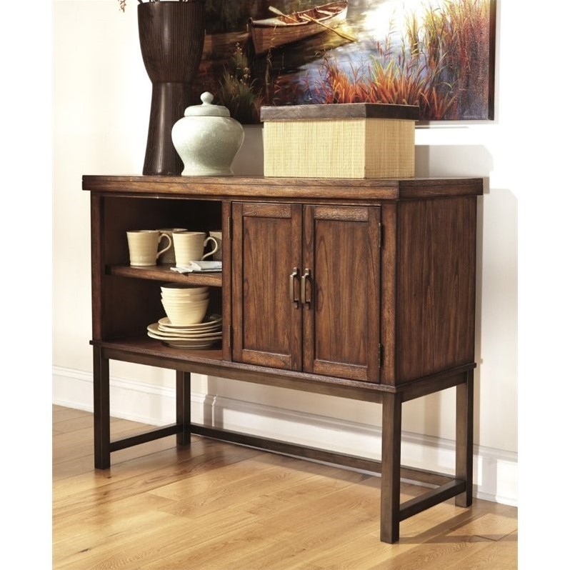 Ashley Riggerton Buffet Table in Burnished Brown D57260