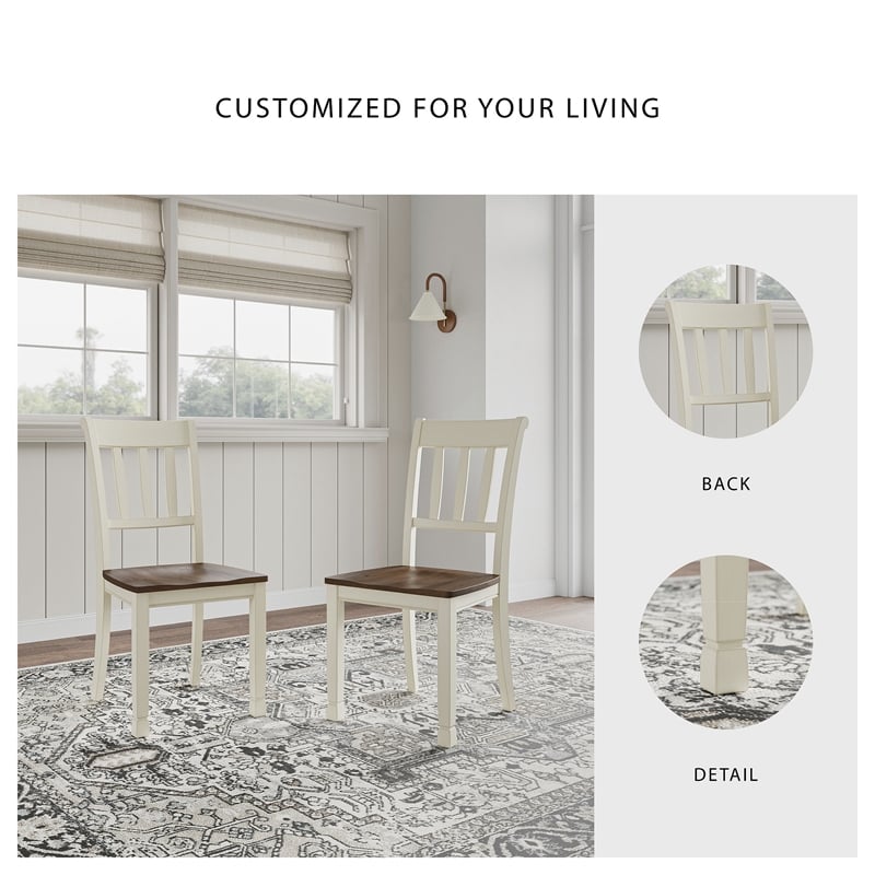 Ashley Whitesburg Dining Chair in Brown and Cottage White D58302