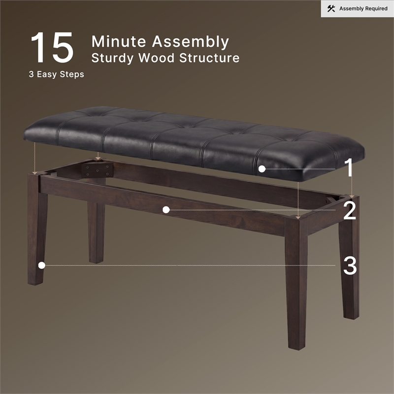 Ashley Haddigan Large Upholstered Dining Bench in Dark Brown