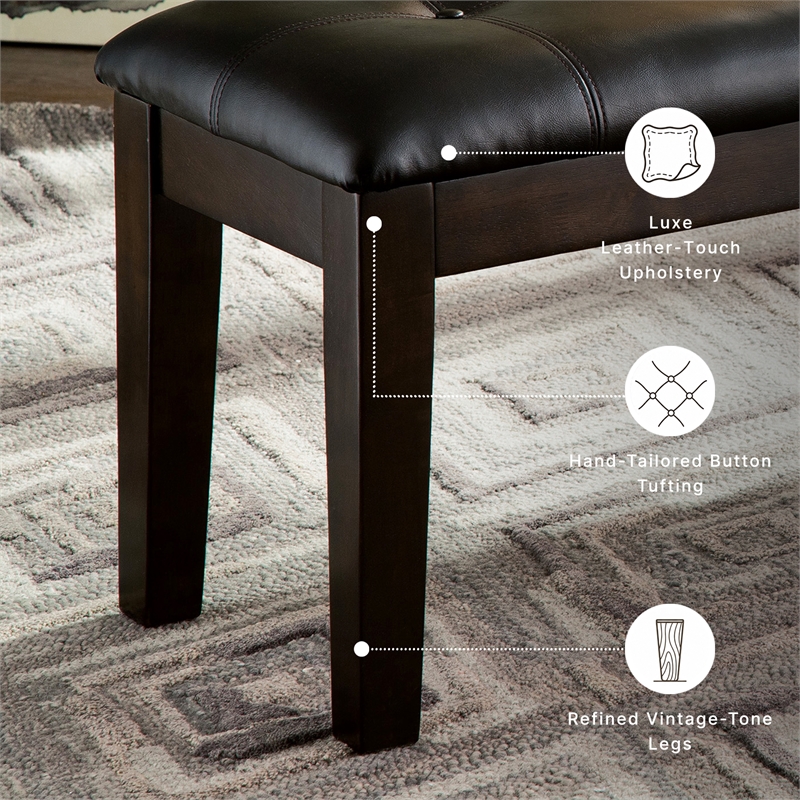 Ashley Haddigan Large Upholstered Dining Bench in Dark Brown