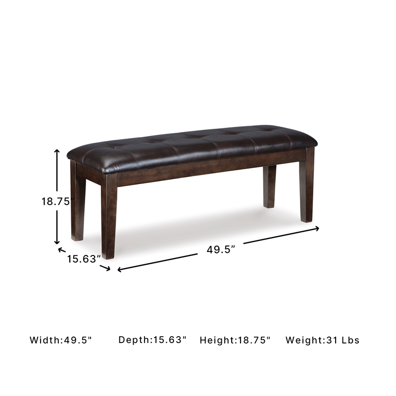 Ashley Haddigan Large Upholstered Dining Bench in Dark Brown