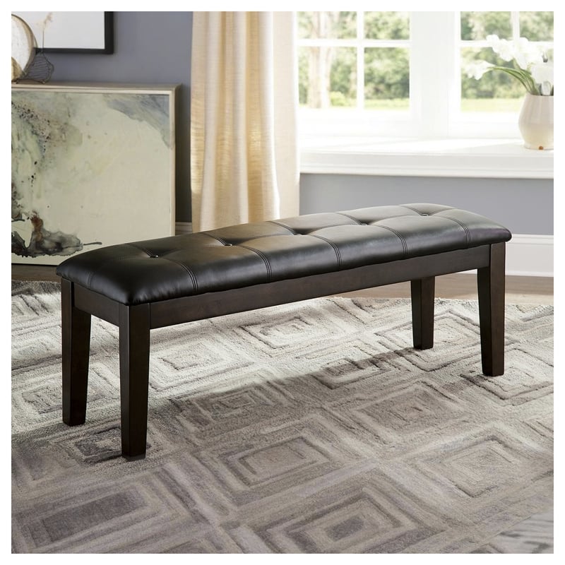 Ashley Haddigan Large Upholstered Dining Bench in Dark Brown