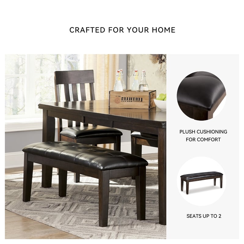 Ashley Haddigan Large Upholstered Dining Bench in Dark Brown