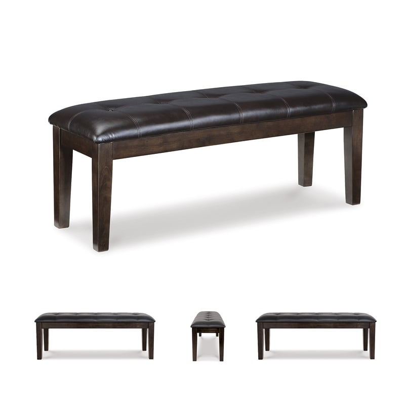 Ashley Haddigan Large Upholstered Dining Bench in Dark Brown