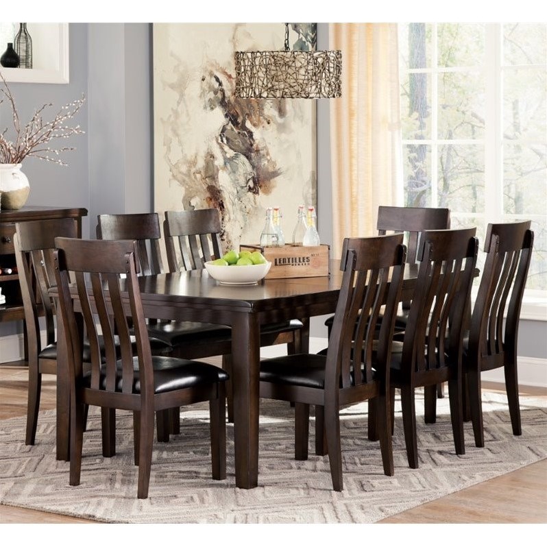 Ashley Haddigan 9 Piece Dining Set in Dark Brown - D596-35-01x8-PKG