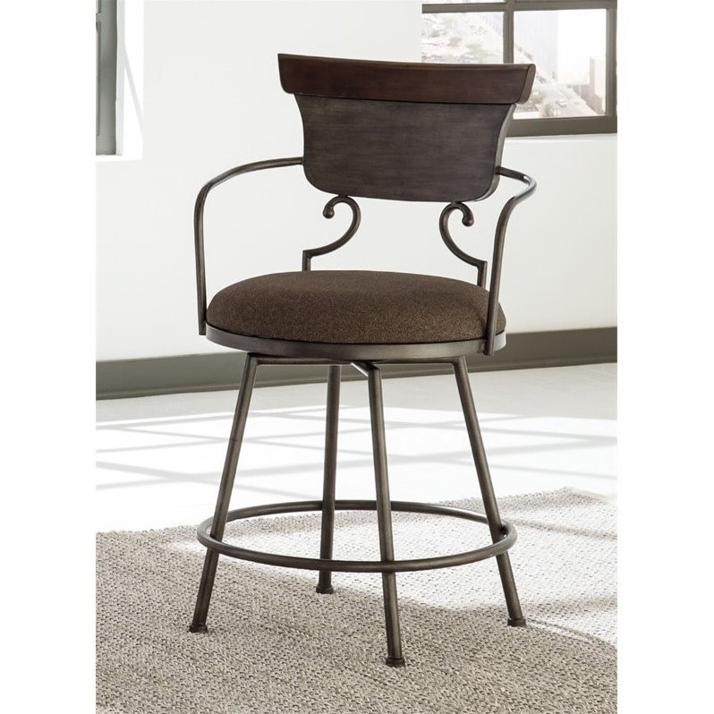 ashley furniture moriann 24" swivel metal counter stool in brown d608624