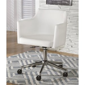 ashley baraga faux leather adjustable office swivel chair in white