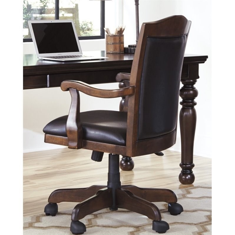 Ashley Porter Home Office Swivel Desk Chair in Brown - H697-01A