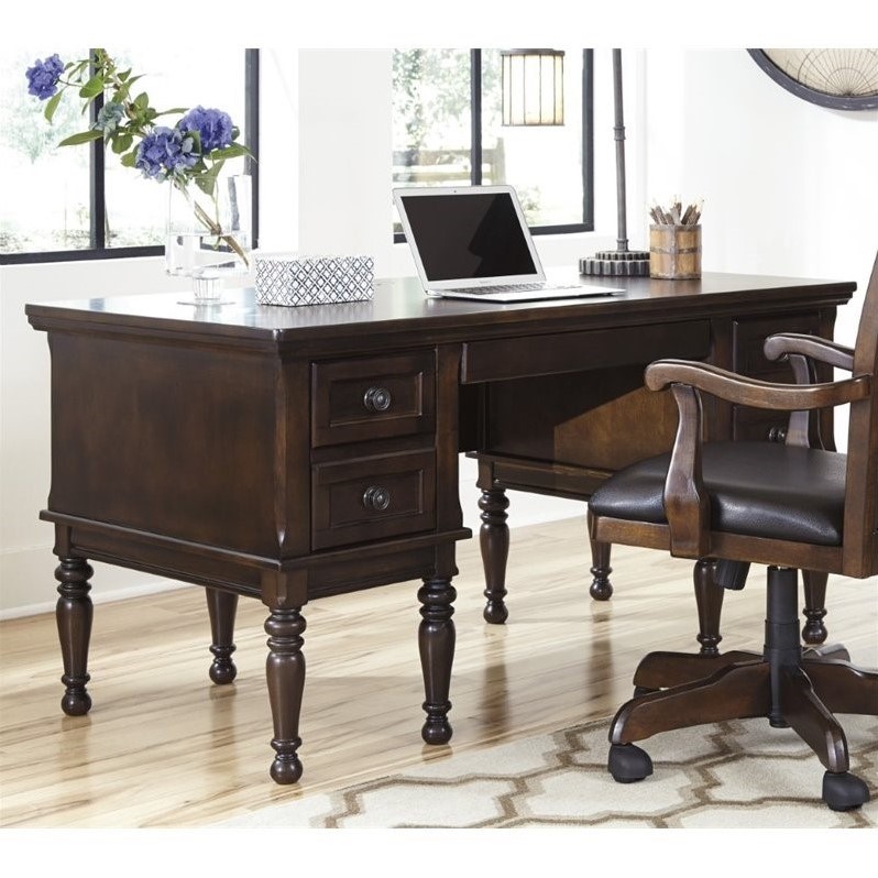 Ashley Porter Home Office Executive Desk in Brown H69726