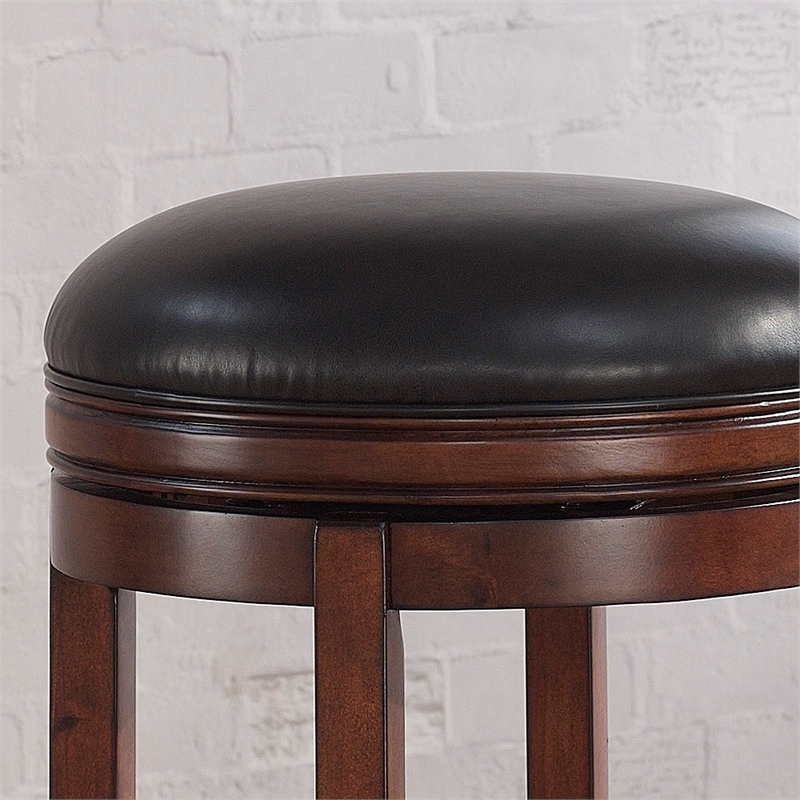 American Woodcrafters Stella 34-inch Backless Medium Walnut Wood Tall Bar Stool
