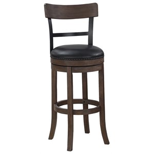 american woodcrafters taranto swivel bar stool in washed brown and black