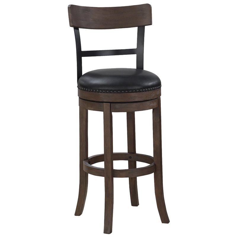 Taranto 34 Swivel Tall Bar Stool In Washed Brown And Black Taranto 34 Swivel Tall Bar Stool In Washed Brown And Black