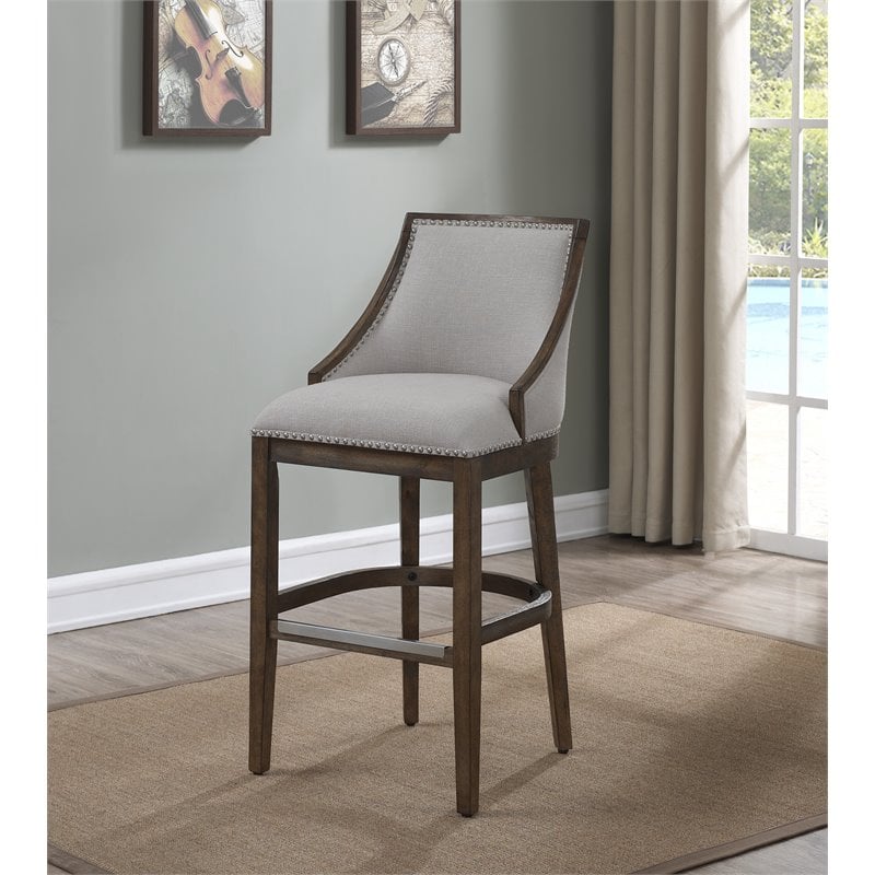 American Woodcrafters Gilford 30-inch Stationary Drift Brown Wood Bar Stool