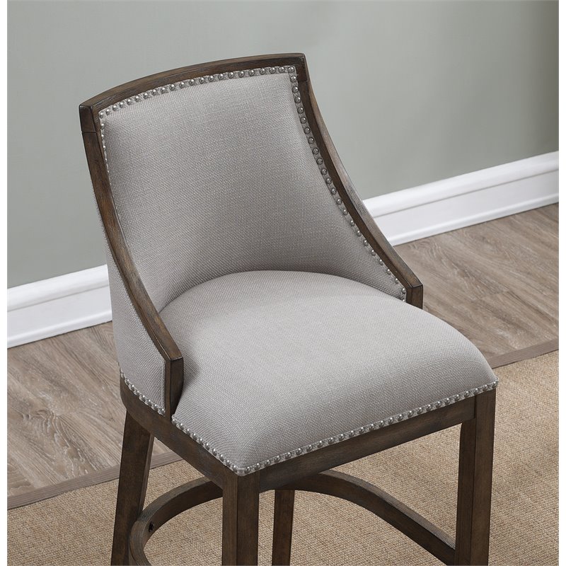 American Woodcrafters Gilford 30-inch Stationary Drift Brown Wood Bar Stool