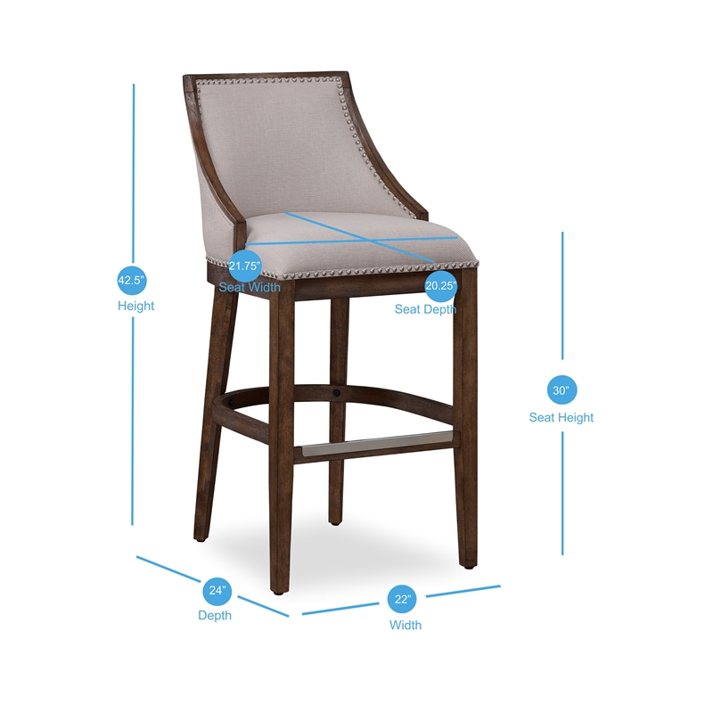 American Woodcrafters Gilford 30-inch Stationary Drift Brown Wood Bar Stool