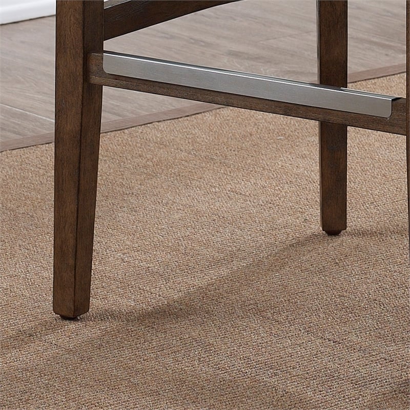 American Woodcrafters Gilford 30-inch Stationary Drift Brown Wood Bar Stool