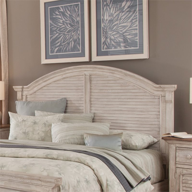 Cottage Traditions Crackled White Queen Arched Panel Headboard Only