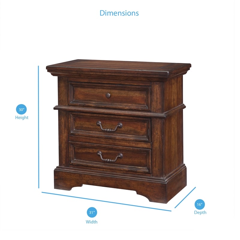 American Woodcrafters Stonebrook Tobacco Brown Wood 3-drawer Nightstand