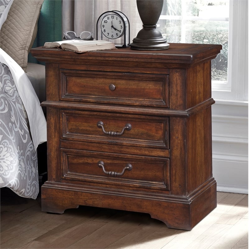 American Woodcrafters Stonebrook Tobacco Brown Wood 3-drawer Nightstand