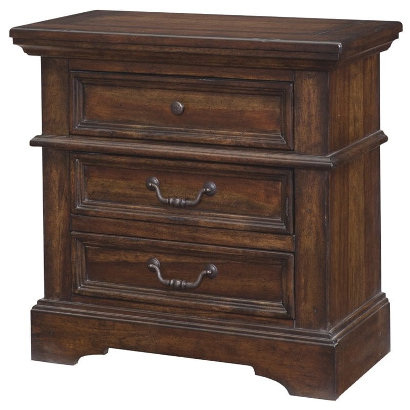 American Woodcrafters Stonebrook Tobacco Brown Wood 3-drawer Nightstand