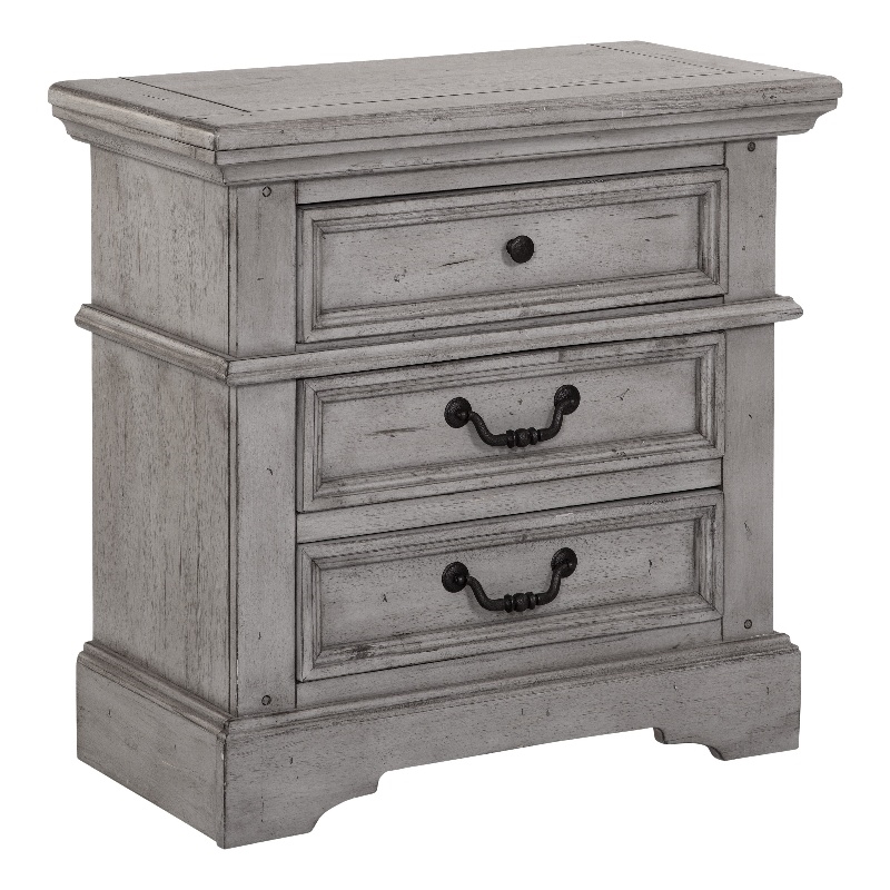 American Woodcrafters Stonebrook Antique Gray Wood 3-drawer Nightstand