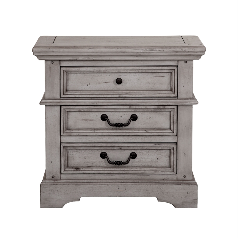 American Woodcrafters Stonebrook Antique Gray Wood 3-drawer Nightstand