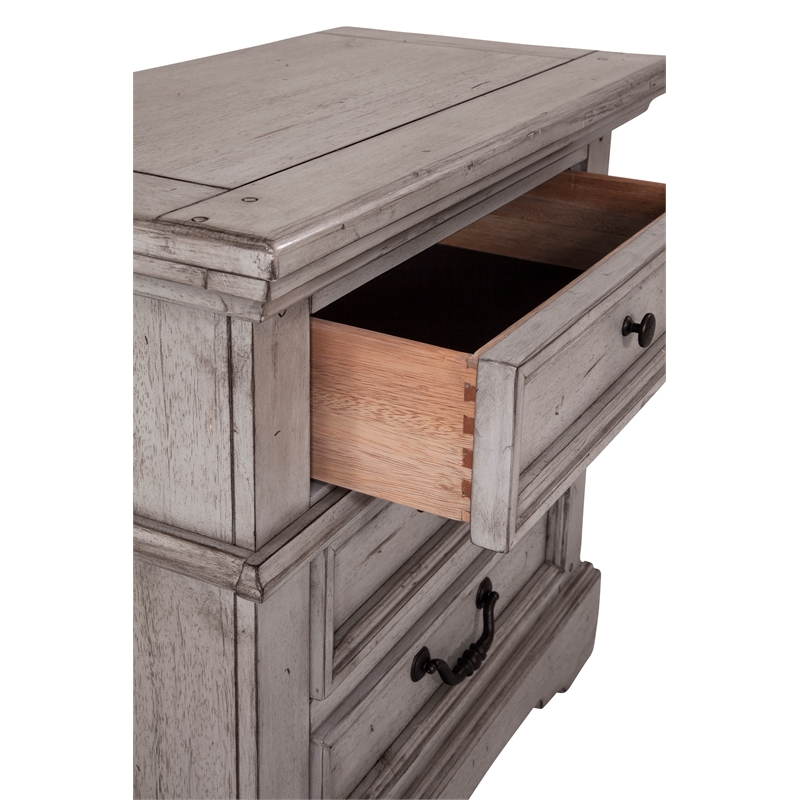 American Woodcrafters Stonebrook Antique Gray Wood 3-drawer Nightstand