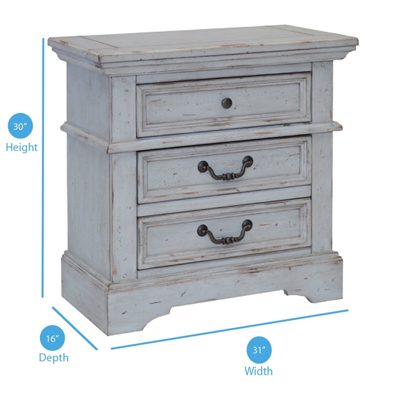 American Woodcrafters Stonebrook Antique Gray Wood 3-drawer Nightstand