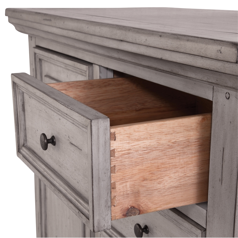 American Woodcrafters Stonebrook Antique Gray Wood Double Dresser