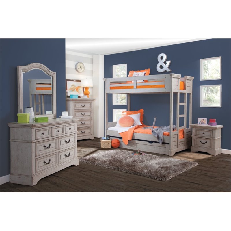 American Woodcrafters Stonebrook Antique Gray Wood 2-drawer Nightstand