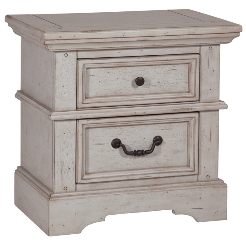 American Woodcrafters Stonebrook Antique Gray Wood 2-drawer Nightstand