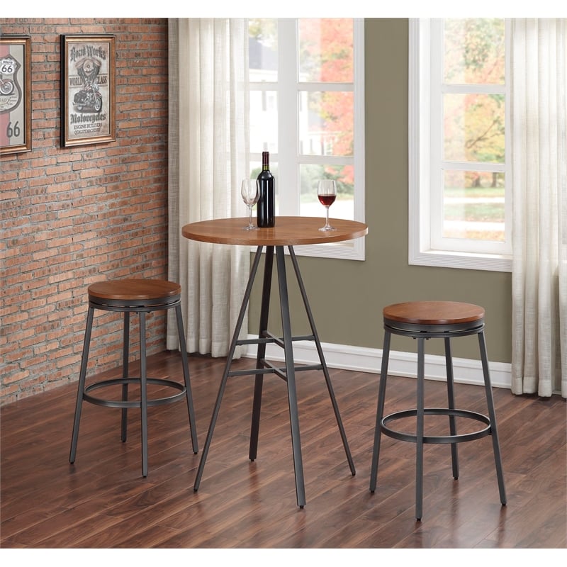 American Woodcrafters Stockton 42-Inch High Pub Table with Gray Metal Base