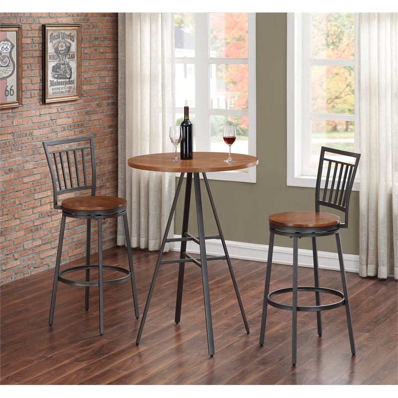 American Woodcrafters Stockton 42-Inch High Pub Table with Gray Metal Base