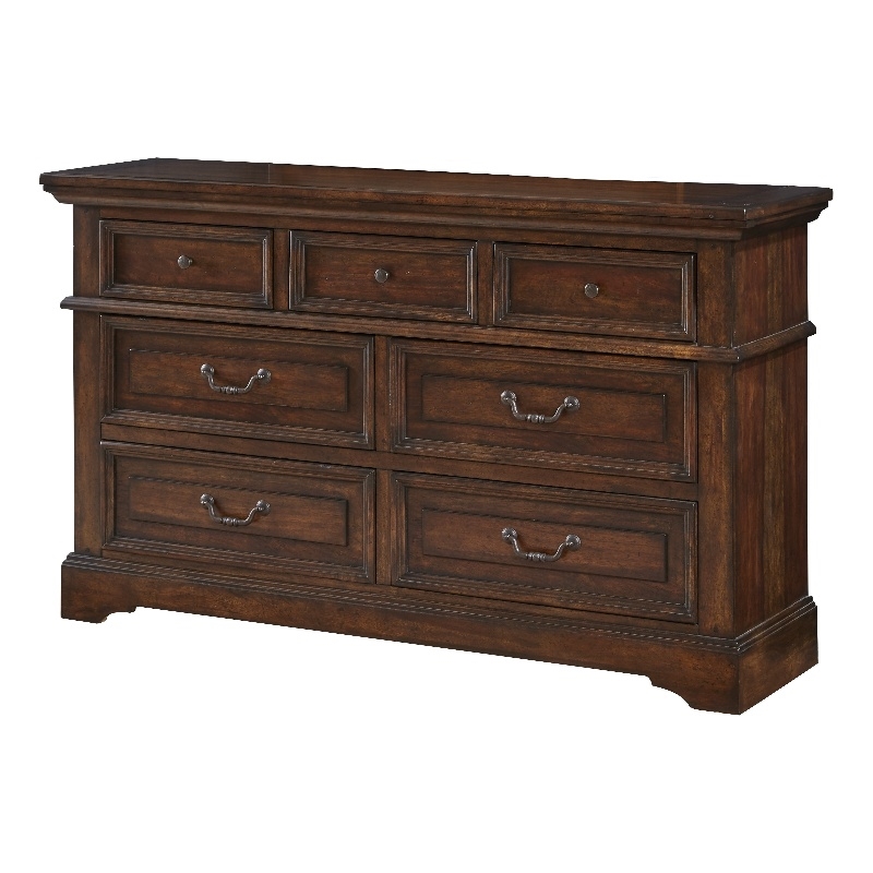 American Woodcrafters Stonebrook Rich Tobacco Wood 7-Drawer Dresser
