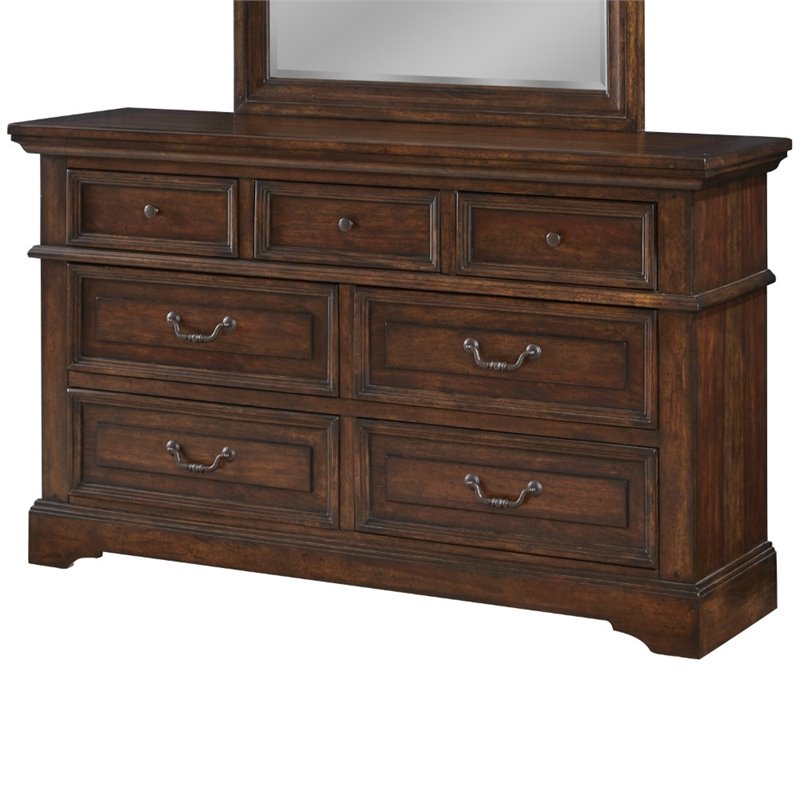 American Woodcrafters Stonebrook Rich Tobacco Wood 7-Drawer Dresser