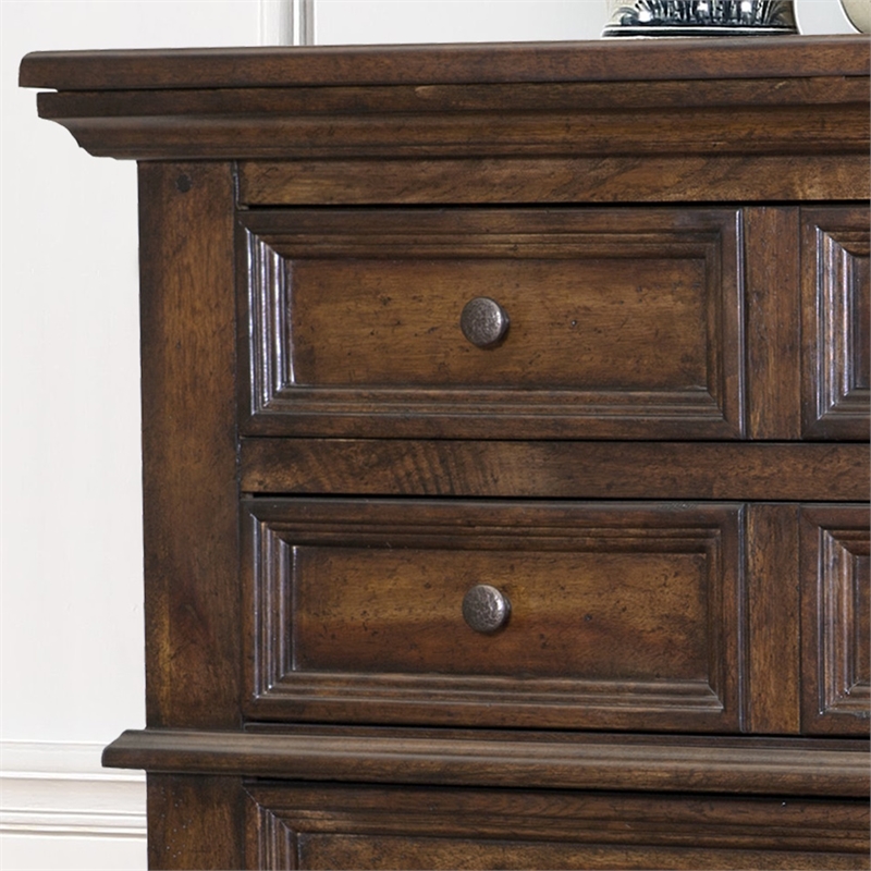 American Woodcrafters Stonebrook Rich Tobacco Wood 5-Drawer Chest