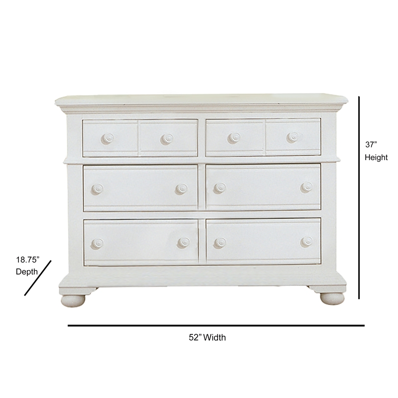 American Woodcrafters Cottage Traditions White Wood Double Dresser and Mirror