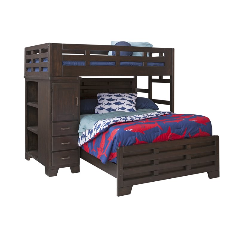 American Woodcrafters Billings Solid Wood Twin Over Full Loft Bed in Dark Walnut Cymax Business