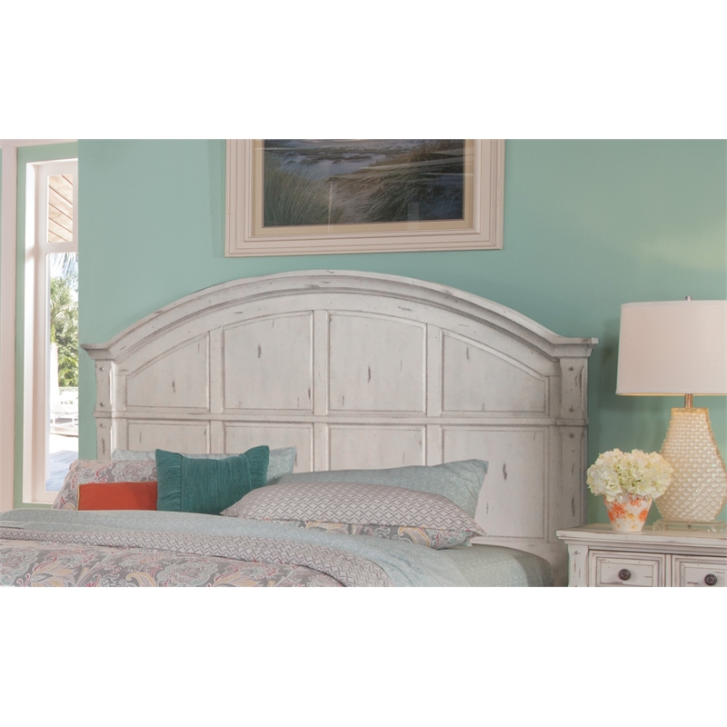 American Woodcrafters Sedona White Wood Arched King Panel Headboard