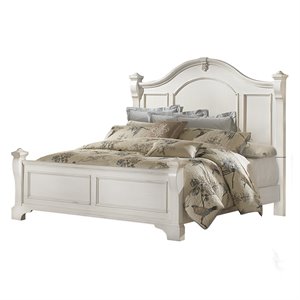 american woodcrafters heirloom solid wood queen poster bed in antique white