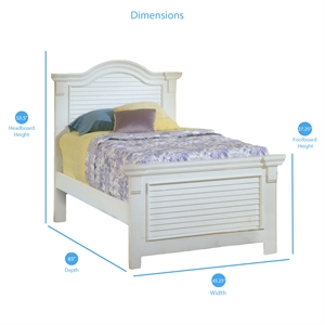 cottage traditions solid wood twin panel bed in eggshell white